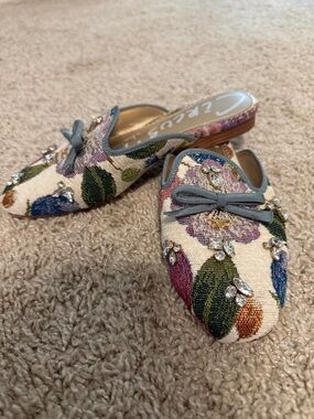 Sam Edelman Multicolor Floral Embroidered Slip-On Mules